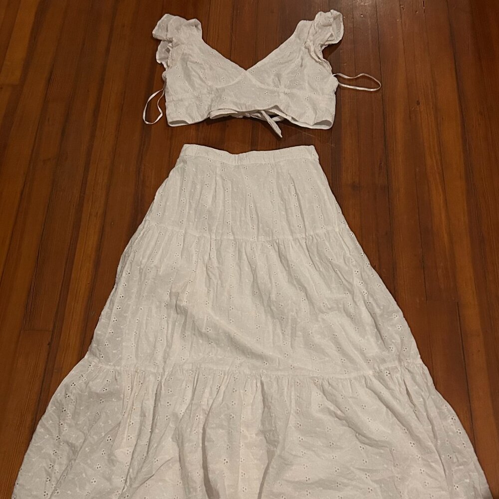 white matching set